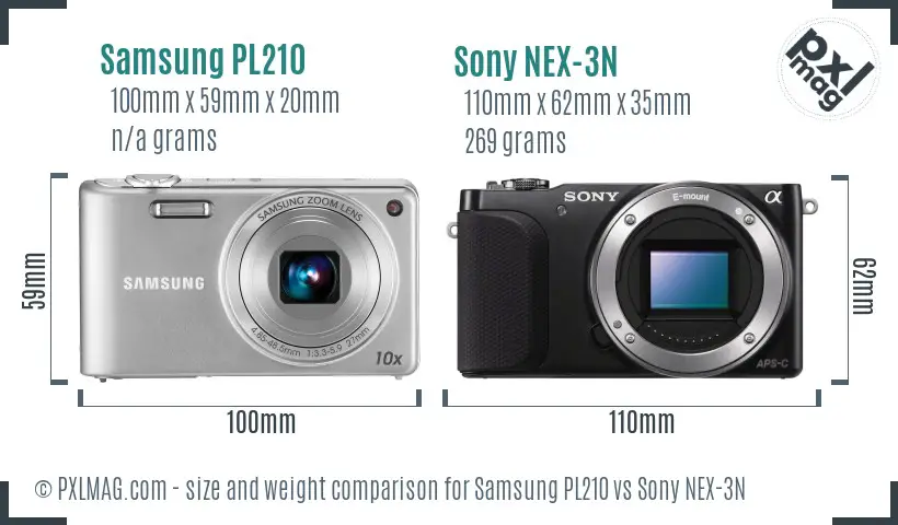 Samsung PL210 vs Sony NEX-3N size comparison Samsung PL210 vs Sony NEX-3N size comparison