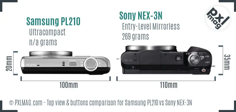 Samsung PL210 vs Sony NEX-3N top view buttons comparison