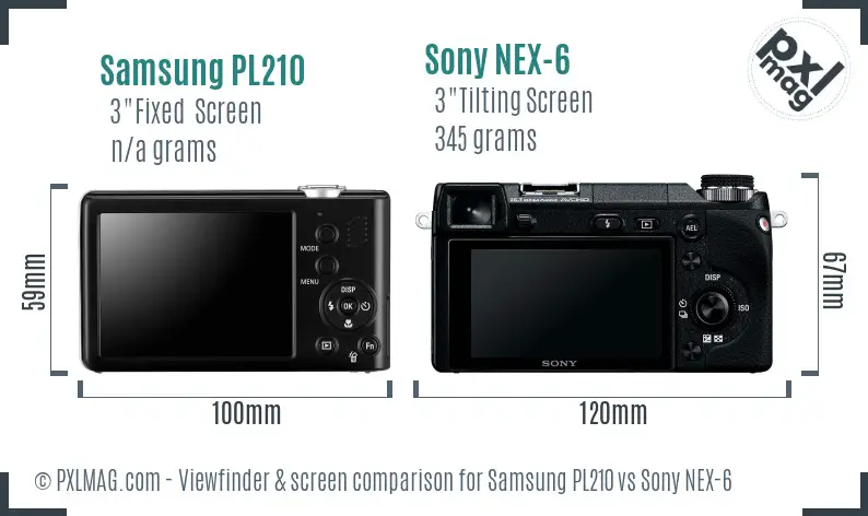Samsung PL210 vs Sony NEX-6 Screen and Viewfinder comparison Samsung PL210 vs Sony NEX-6 Screen and Viewfinder comparison