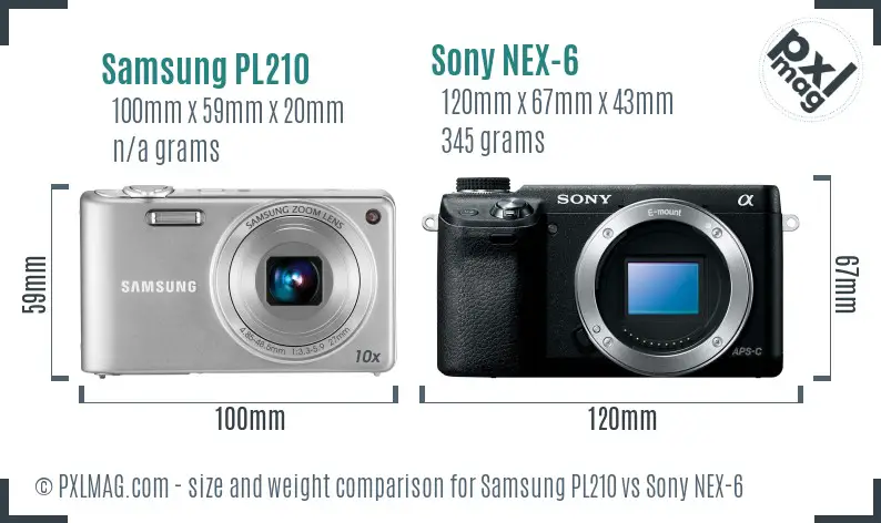 Samsung PL210 vs Sony NEX-6 size comparison Samsung PL210 vs Sony NEX-6 size comparison