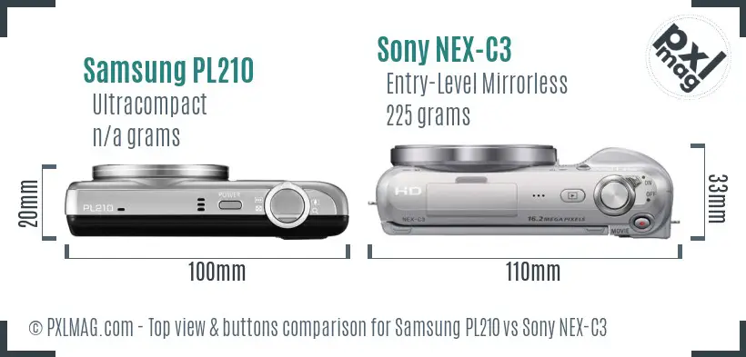 Samsung PL210 vs Sony NEX-C3 top view buttons comparison