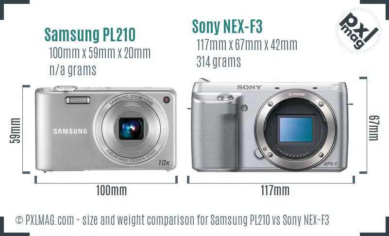 Samsung PL210 vs Sony NEX-F3 size comparison Samsung PL210 vs Sony NEX-F3 size comparison