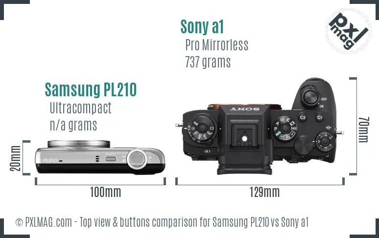 Samsung PL210 vs Sony a1 top view buttons comparison