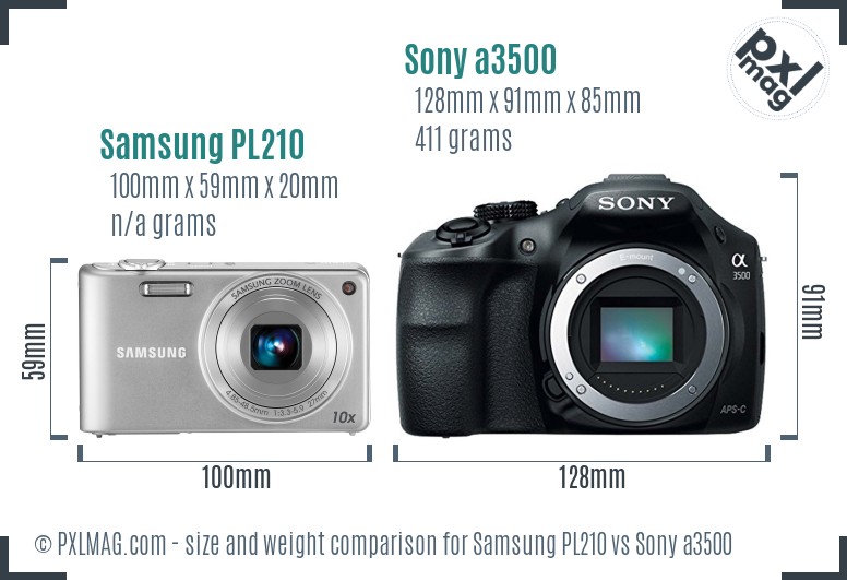 Samsung PL210 vs Sony a3500 size comparison
