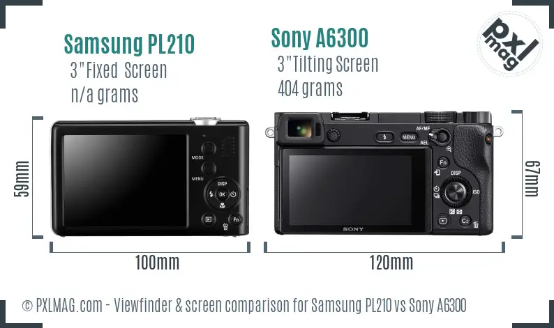 Samsung PL210 vs Sony A6300 Screen and Viewfinder comparison