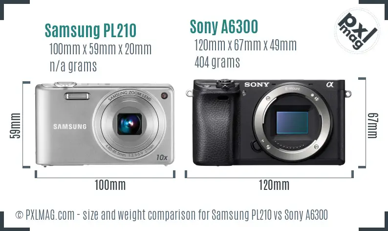 Samsung PL210 vs Sony A6300 size comparison