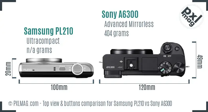 Samsung PL210 vs Sony A6300 top view buttons comparison