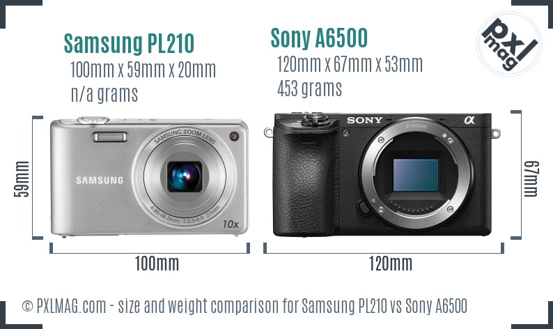 Samsung PL210 vs Sony A6500 size comparison Samsung PL210 vs Sony A6500 size comparison