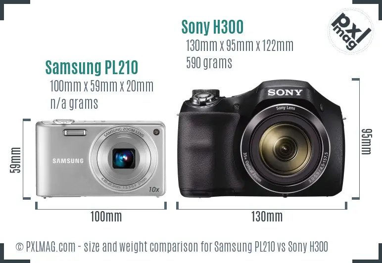 Samsung PL210 vs Sony H300 size comparison