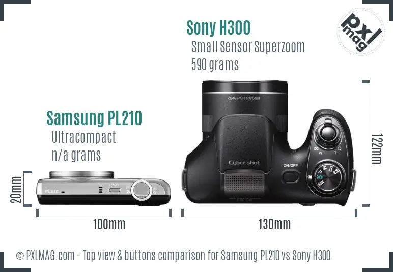 Samsung PL210 vs Sony H300 top view buttons comparison