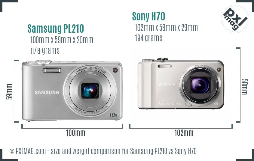 Samsung PL210 vs Sony H70 size comparison Samsung PL210 vs Sony H70 size comparison