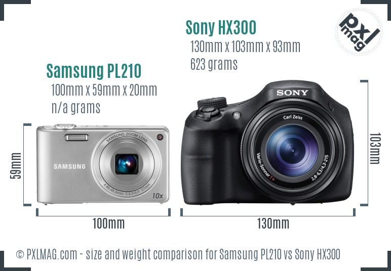 Samsung PL210 vs Sony HX300 size comparison Samsung PL210 vs Sony HX300 size comparison