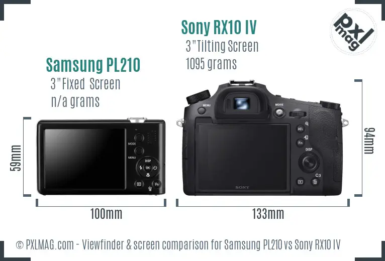 Samsung PL210 vs Sony RX10 IV Screen and Viewfinder comparison Samsung PL210 vs Sony RX10 IV Screen and Viewfinder comparison