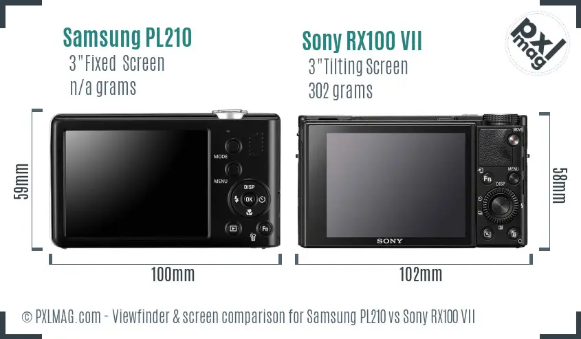 Samsung PL210 vs Sony RX100 VII Screen and Viewfinder comparison Samsung PL210 vs Sony RX100 VII Screen and Viewfinder comparison