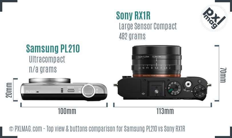 Samsung PL210 vs Sony RX1R top view buttons comparison