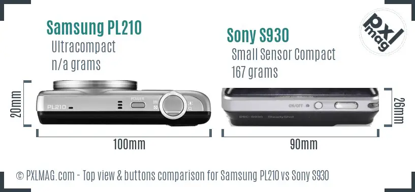 Samsung PL210 vs Sony S930 top view buttons comparison