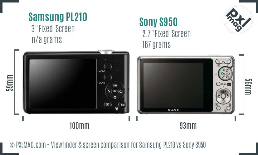 Samsung PL210 vs Sony S950 Screen and Viewfinder comparison Samsung PL210 vs Sony S950 Screen and Viewfinder comparison