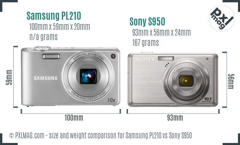 Samsung PL210 vs Sony S950 size comparison Samsung PL210 vs Sony S950 size comparison