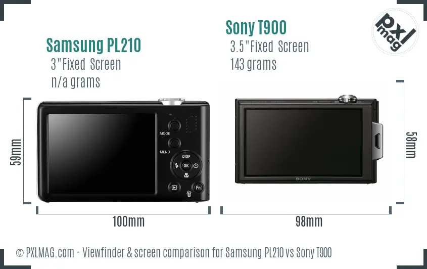 Samsung PL210 vs Sony T900 Screen and Viewfinder comparison Samsung PL210 vs Sony T900 Screen and Viewfinder comparison