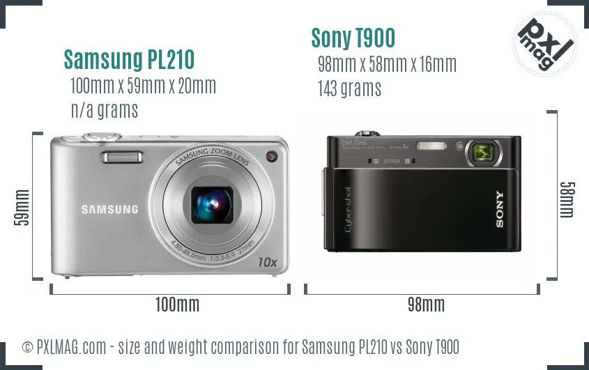 Samsung PL210 vs Sony T900 size comparison Samsung PL210 vs Sony T900 size comparison