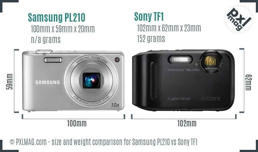 Samsung PL210 vs Sony TF1 size comparison