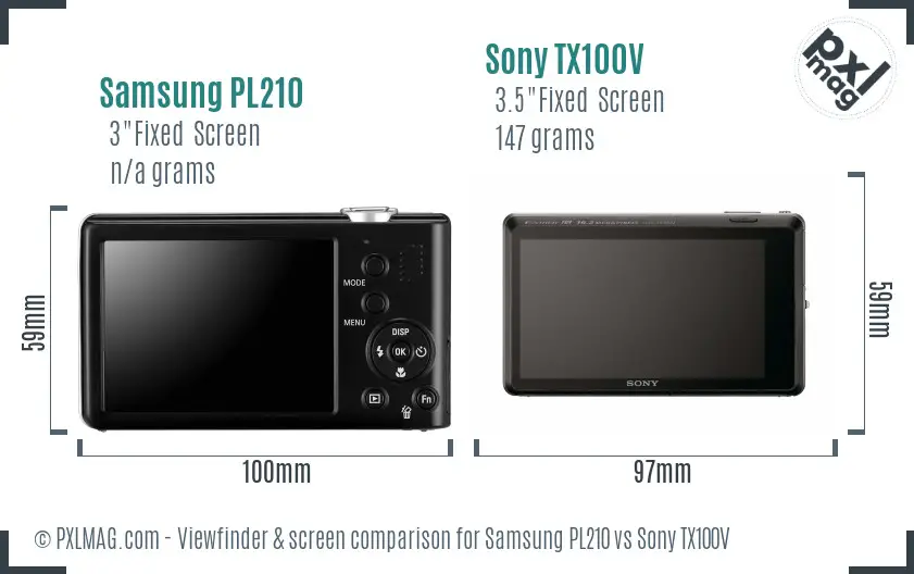 Samsung PL210 vs Sony TX100V Screen and Viewfinder comparison Samsung PL210 vs Sony TX100V Screen and Viewfinder comparison