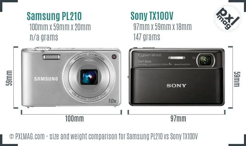 Samsung PL210 vs Sony TX100V size comparison Samsung PL210 vs Sony TX100V size comparison