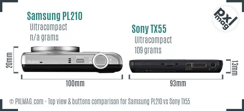 Samsung PL210 vs Sony TX55 top view buttons comparison