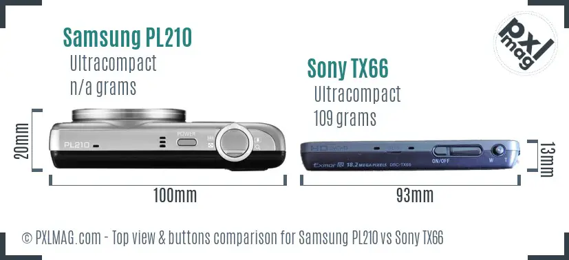 Samsung PL210 vs Sony TX66 top view buttons comparison