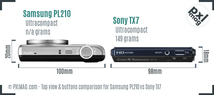 Samsung PL210 vs Sony TX7 top view buttons comparison