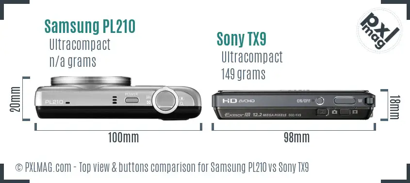 Samsung PL210 vs Sony TX9 top view buttons comparison