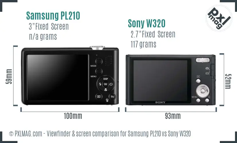 Samsung PL210 vs Sony W320 Screen and Viewfinder comparison Samsung PL210 vs Sony W320 Screen and Viewfinder comparison