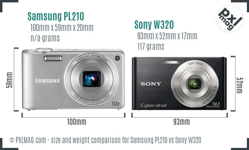 Samsung PL210 vs Sony W320 size comparison Samsung PL210 vs Sony W320 size comparison