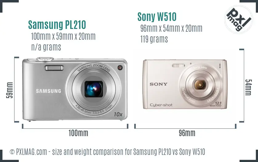 Samsung PL210 vs Sony W510 size comparison