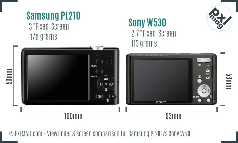 Samsung PL210 vs Sony W530 Screen and Viewfinder comparison Samsung PL210 vs Sony W530 Screen and Viewfinder comparison