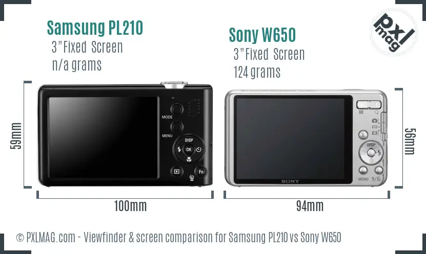 Samsung PL210 vs Sony W650 Screen and Viewfinder comparison Samsung PL210 vs Sony W650 Screen and Viewfinder comparison