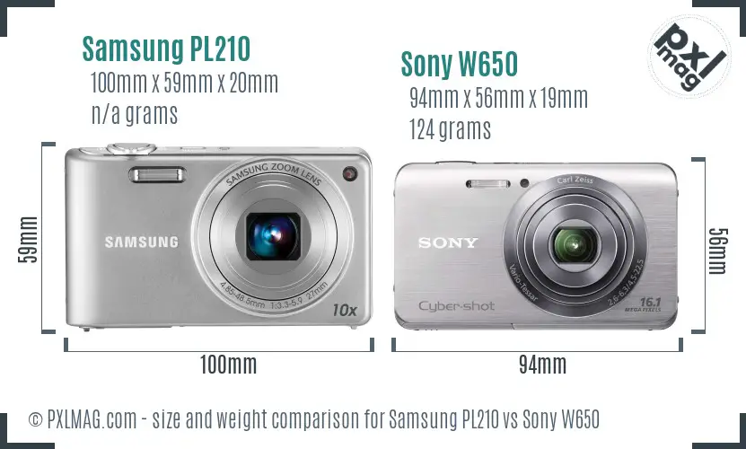 Samsung PL210 vs Sony W650 size comparison Samsung PL210 vs Sony W650 size comparison