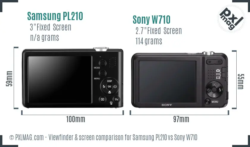 Samsung PL210 vs Sony W710 Screen and Viewfinder comparison Samsung PL210 vs Sony W710 Screen and Viewfinder comparison