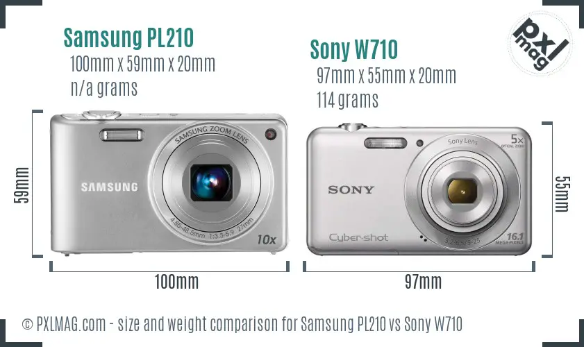 Samsung PL210 vs Sony W710 size comparison Samsung PL210 vs Sony W710 size comparison