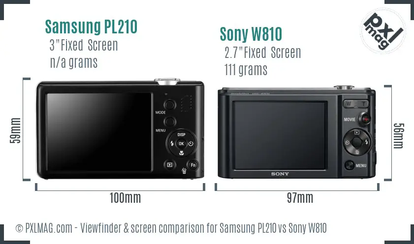Samsung PL210 vs Sony W810 Screen and Viewfinder comparison Samsung PL210 vs Sony W810 Screen and Viewfinder comparison