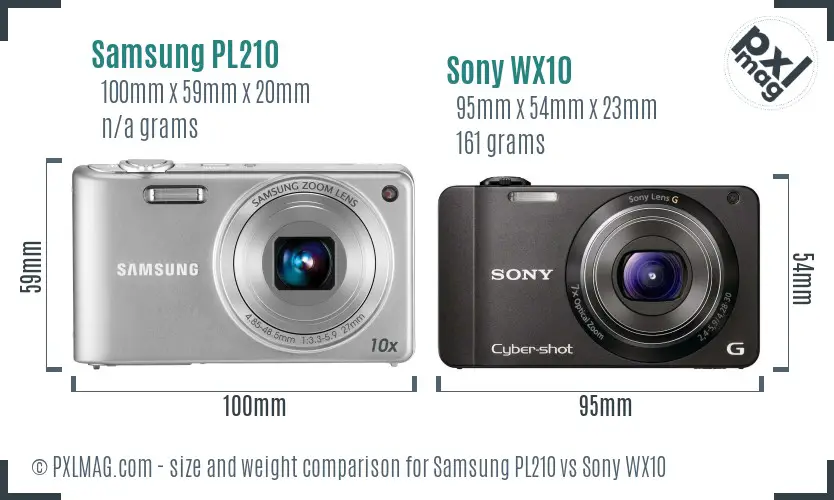 Samsung PL210 vs Sony WX10 size comparison Samsung PL210 vs Sony WX10 size comparison