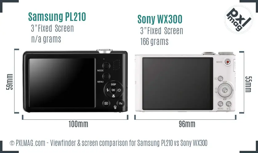 Samsung PL210 vs Sony WX300 Screen and Viewfinder comparison Samsung PL210 vs Sony WX300 Screen and Viewfinder comparison