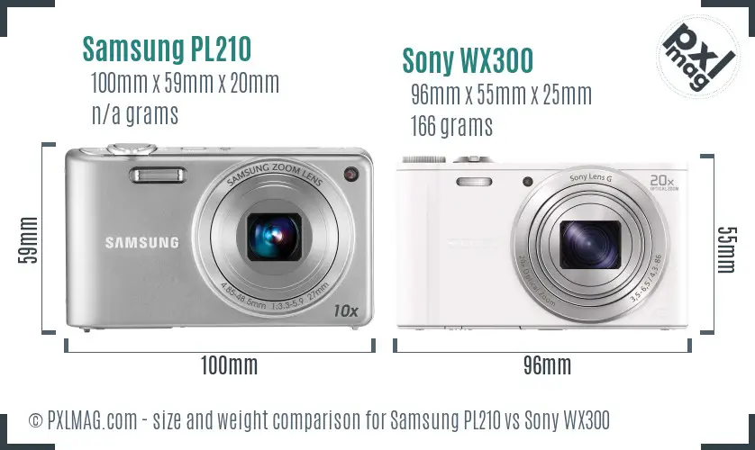 Samsung PL210 vs Sony WX300 size comparison Samsung PL210 vs Sony WX300 size comparison