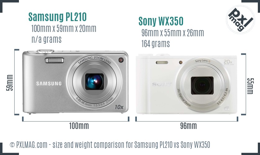 Samsung PL210 vs Sony WX350 size comparison Samsung PL210 vs Sony WX350 size comparison