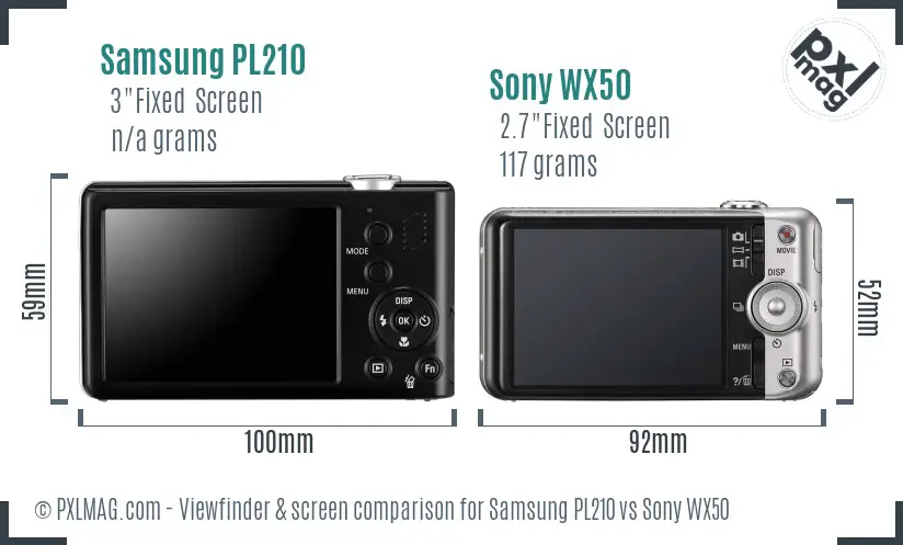 Samsung PL210 vs Sony WX50 Screen and Viewfinder comparison Samsung PL210 vs Sony WX50 Screen and Viewfinder comparison