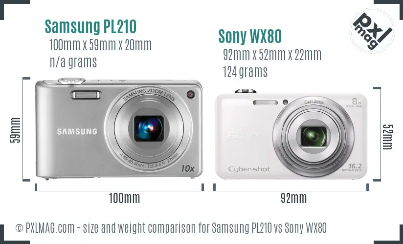 Samsung PL210 vs Sony WX80 size comparison Samsung PL210 vs Sony WX80 size comparison