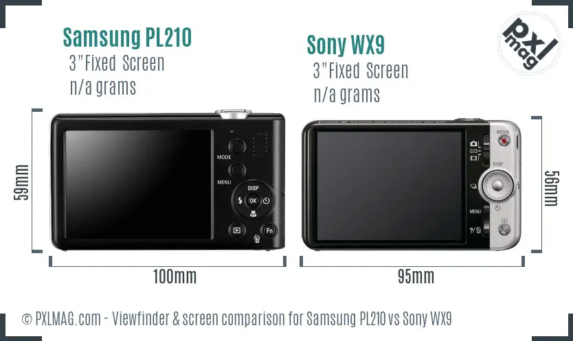 Samsung PL210 vs Sony WX9 Screen and Viewfinder comparison Samsung PL210 vs Sony WX9 Screen and Viewfinder comparison