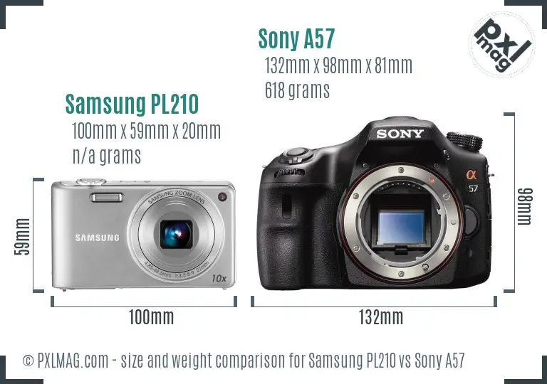 Samsung PL210 vs Sony A57 size comparison Samsung PL210 vs Sony A57 size comparison