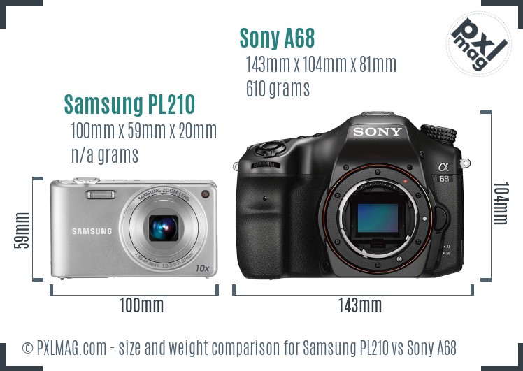 Samsung PL210 vs Sony A68 size comparison Samsung PL210 vs Sony A68 size comparison