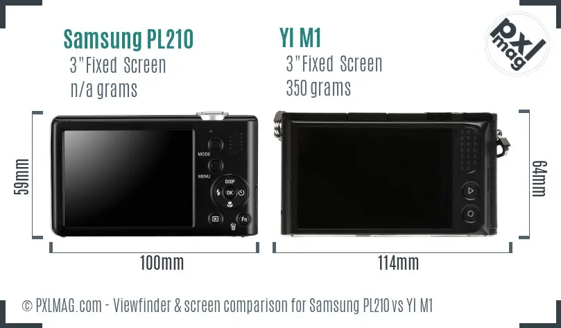 Samsung PL210 vs YI M1 Screen and Viewfinder comparison